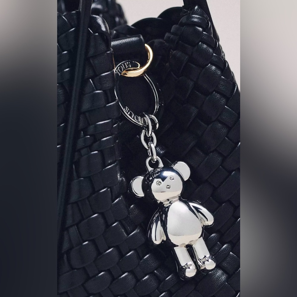 Anthropologie x TOUS Silver Teddy Bear Keychain Bag Charm Y2K Cute NEW HTF NWT